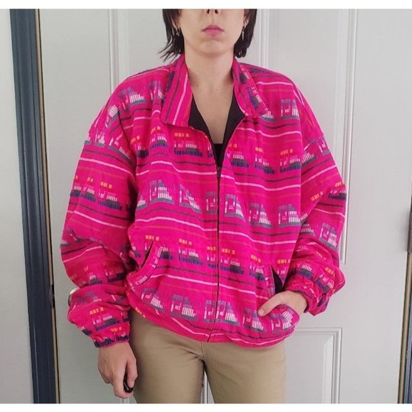 90s Hot‎ Pink Oversize Jacket - Picture 1 of 4
